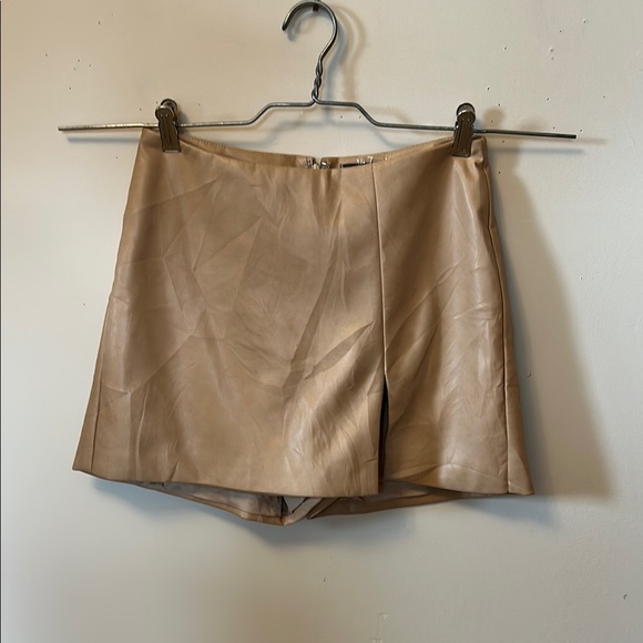 7 For All Mankind Pants - 7 for all mankind tan faux leather mini skort 100% polyurethane 26 inch waist